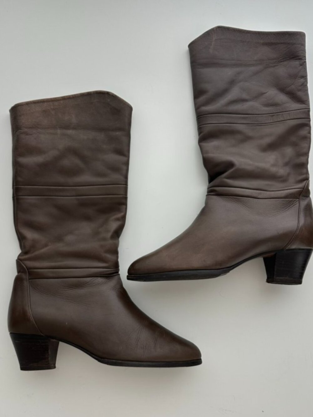 VTG Salamander West Germany Taupe/Gray-Brown Slouch Leather Boots Fits Size 6.5